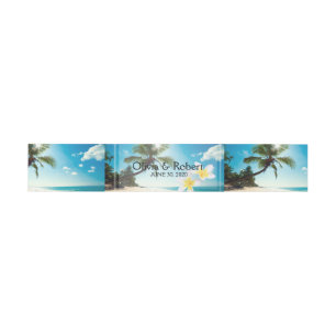 Bandeau De Faire-part Sunshine Beach Palm Trees Plumeria Mariage