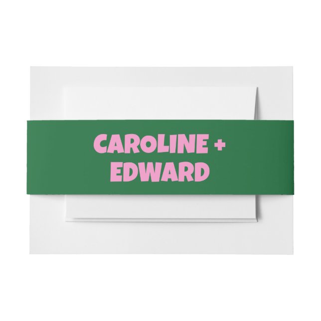 Bandeau De Faire-part Super Gras Vert Rose Rouge Funky Mariage (Devant Example)