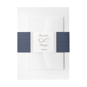 Bandeau De Faire-part Symbole d'infini rayures bleues or blanc Mariage E