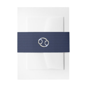 Bandeau De Faire-part Symbole du cancer Zodiac Marine Blue Carbon Fiber 