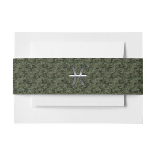 Bandeau De Faire-part Symbole du zodiaque Pisces Camouflage numérique Wo