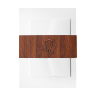 Bandeau De Faire-part Symbole Leo Zodiac en bois de mahogany