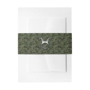 Bandeau De Faire-part Symbole Taurus Zodiac sur Camo numérique vert