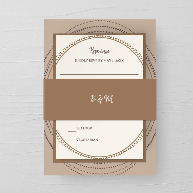 Bandeau De Faire-part Taupe & Ivory Wedding Invitation Belly Band (Créateur téléchargé)