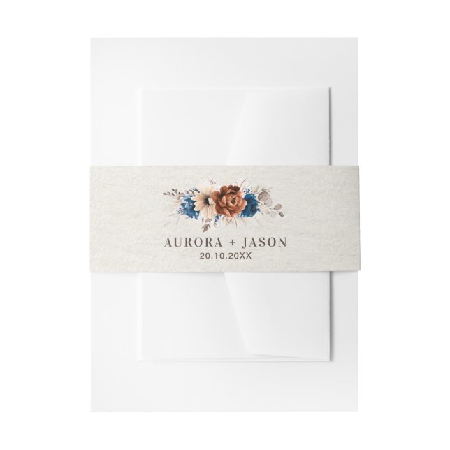 Bandeau De Faire-part Terracotta Marine Bleu Pampas Grass Mariage rustiq (Devant example)