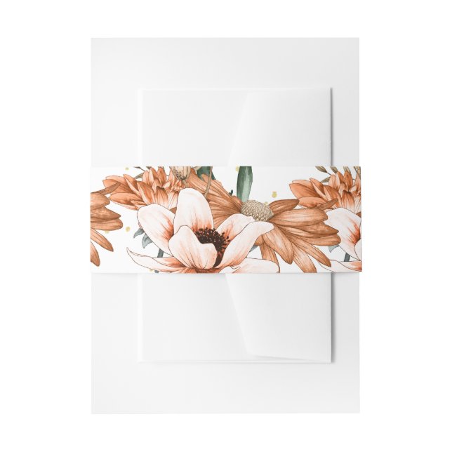 Bandeau De Faire-part Terracotta Rustique Floral Or Élégant Chic (Devant example)