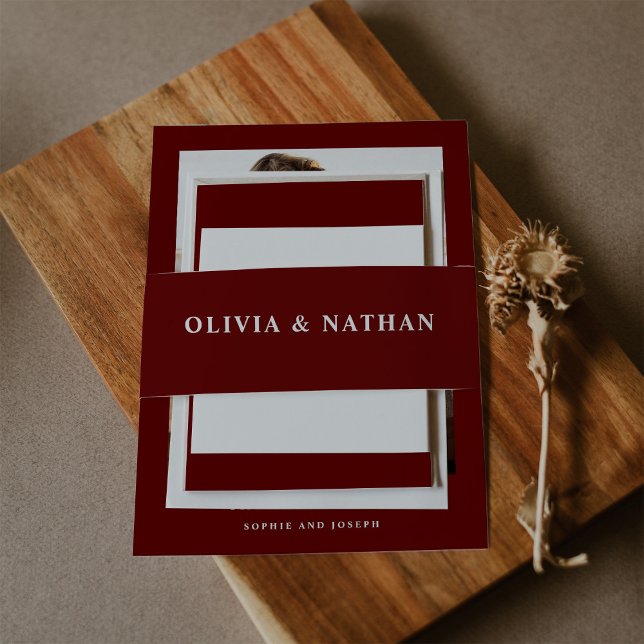 Bandeau De Faire-part Texte élégant rouge foncé |  Mariage (Créateur téléchargé)