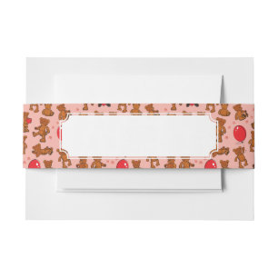 Bandeau De Faire-part Texture avec le nounours, coeurs