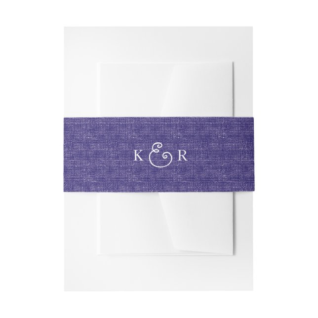 Bandeau De Faire-part Toile bleu violet mariage et bande abdominale (Devant example)