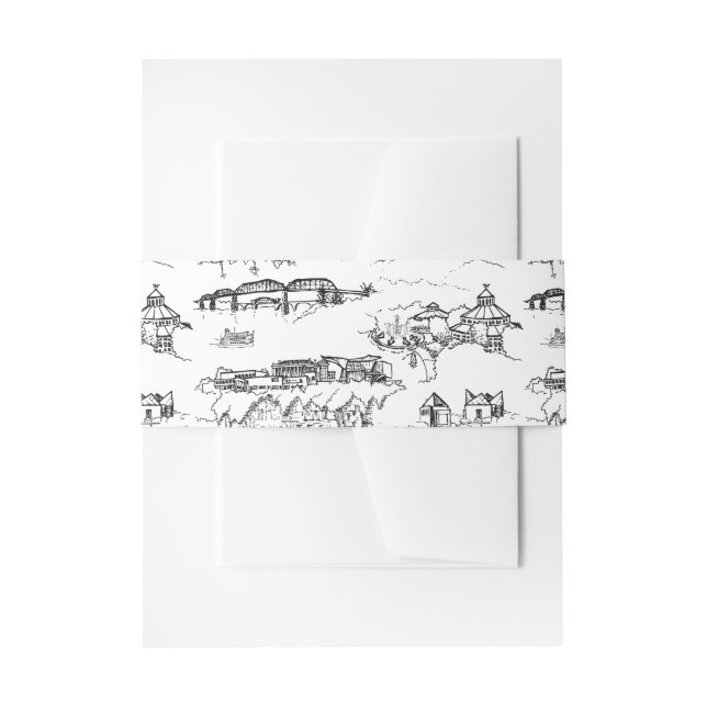 Bandeau De Faire-part Toile Chattanooga noir et blanc (Devant example)