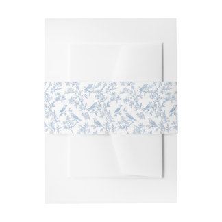 Bandeau De Faire-part Toile florale bleue et oiseaux