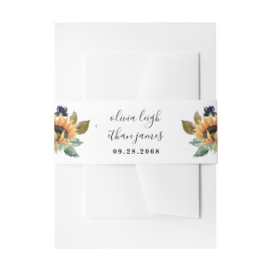Bandeau De Faire-part Tournesol et Rose Bourgogne Rouge Mariage bleu de