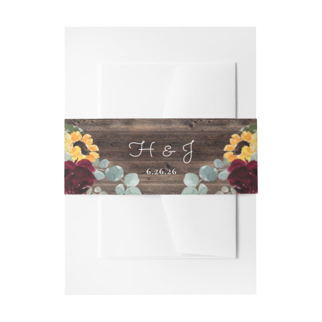 Bandeau De Faire-part Tournesol Roses Grange Bois Rustique Mariage (Devant example)