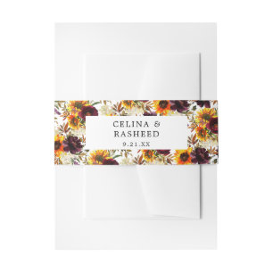 Bandeau De Faire-part Tournesol Rustique & Bourgogne, Floral Violet