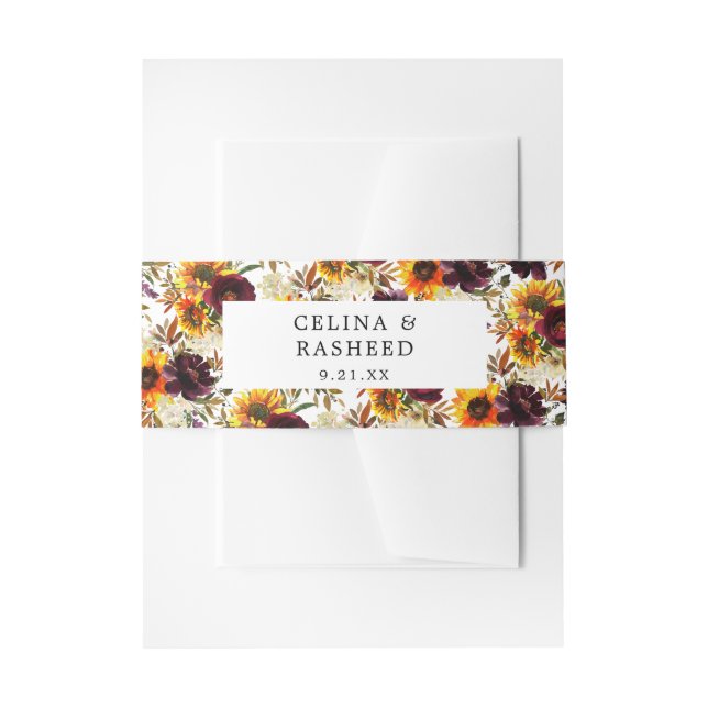 Bandeau De Faire-part Tournesol Rustique & Bourgogne, Floral Violet (Devant example)