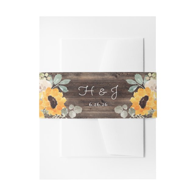Bandeau De Faire-part Tournesol Rustique Grange Mariage en bois (Devant example)