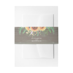 Bandeau De Faire-part Tournesols et mariage campagnard floral en bois