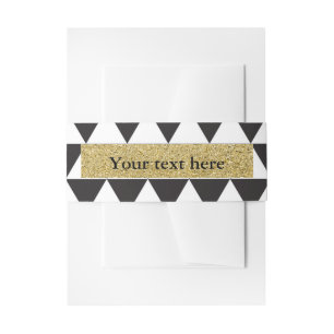 Bandeau De Faire-part Triangles noirs et blancs Faux or Moderne Glamour