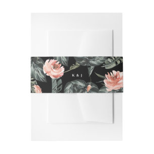 Bandeau De Faire-part Tropiques modernes Coral Floral Monogramme Mariage