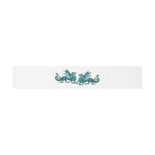 Bandeau De Faire-part Turquoise Elegant Dragons Mariage Belly Bands