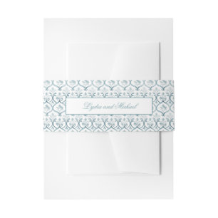 Bandeau De Faire-part Turquoise et blanc Arabesque Invitation Belly Band