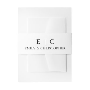 Bandeau De Faire-part Typographie minimaliste Mariage Chic Blanc noir