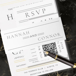 Bandeau De Faire-part Typographie moderne chic noir & blanc