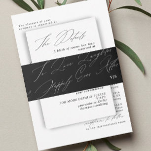 Bandeau De Faire-part Unique noir blanc amour rire Mariage Monogramme