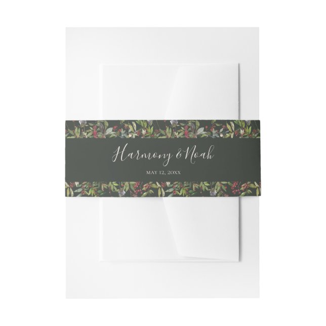 Bandeau De Faire-part Vacances Chic Botanique | Dark Green Mariage Invit (Devant example)