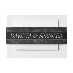 Bandeau De Faire-part Velvety Onyx Damask Black Vampy Grunge Baroque