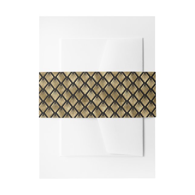 Bandeau De Faire-part Ventilateurs géométriques Gold et Black Art Déco (Devant example)