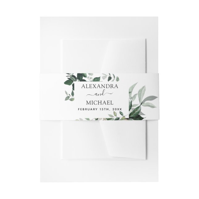 Bandeau De Faire-part Verdure botanique Foliage Aquarelle Mariage Invi (Devant example)