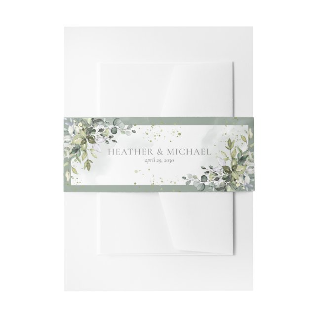 Bandeau De Faire-part Verdure botanique Mariage d'aquarelle fleurie (Devant example)