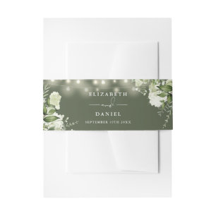 Bandeau De Faire-part Verdure Chaîne Lumières Mariage vert olive