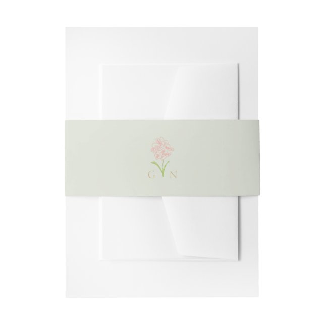 Bandeau De Faire-part Vert menthe | Floral Couple Monogramme Mariage (Devant example)