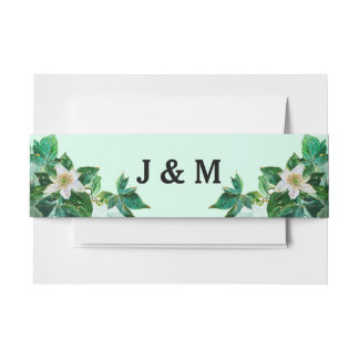 Bandeau De Faire-part Vert pastel avec initiales