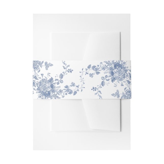 Bandeau De Faire-part Victorien Dusty Bleu Français Jardin Fleurs Mariag (Devant example)