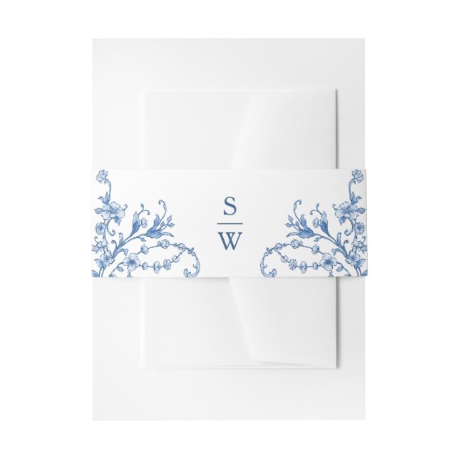 Bandeau De Faire-part Victorien Ornate Grace Floral Dusty Mariage bleu (Devant example)