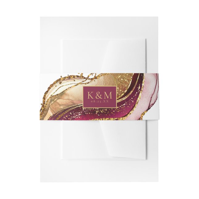 Bandeau De Faire-part Vin rouge Mariage Abstrait Sparkling ID1018 (Devant example)