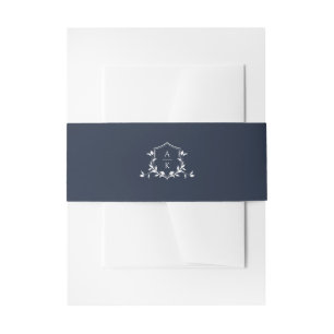 Bandeau De Faire-part Vins intemporels Monogramme Crest Navy