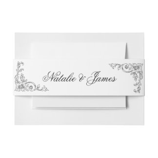 Bandeau De Faire-part Vintage Black And White Old Money Trendy Wedding