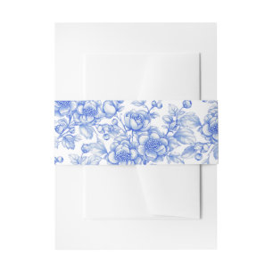 Bandeau De Faire-part Vintage Blue Floral Chinoiserie Mariage