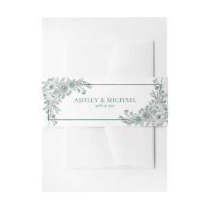 Bandeau De Faire-part Vintage Emerald Floral Line Mariage