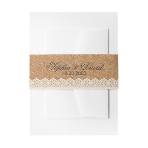 Bandeau De Faire-part Vintage Lace Vin Cork Mariage