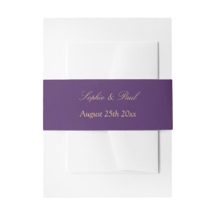 Bandeau De Faire-part Violet Golden Beige Faire-part de mariage Bande