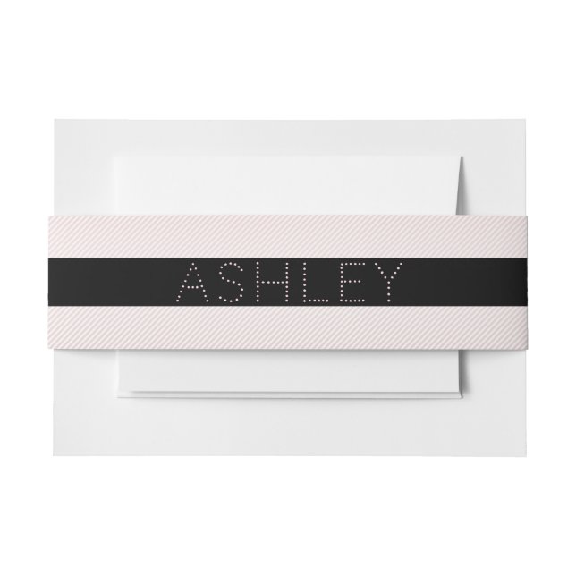 Bandeau De Faire-part Votre nom | Ombre Rose mince et bandes blanches (Devant Example)