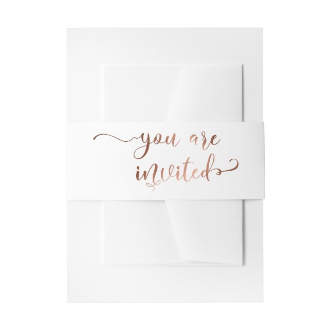 Bandeau De Faire-part Vous êtes invité Élégant Calligraphie Cuivre, Blan (Devant example)