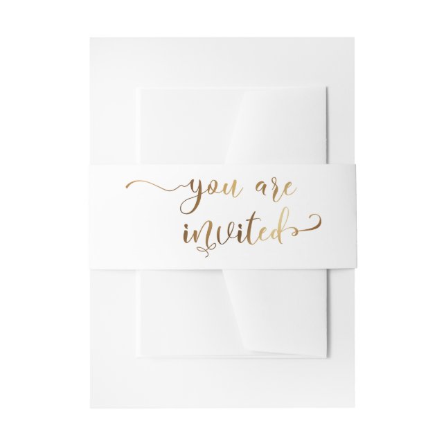 Bandeau De Faire-part Vous êtes invité Elegant Calligraphy Gold and Whit (Devant example)