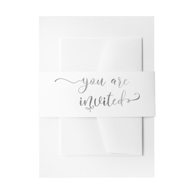 Bandeau De Faire-part Vous êtes invité Élégant Calligraphy Silver & Whit (Devant example)