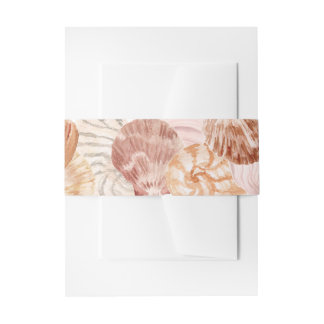 Bandeau De Faire-part Watercolour Shell Print Invitation Belly Band